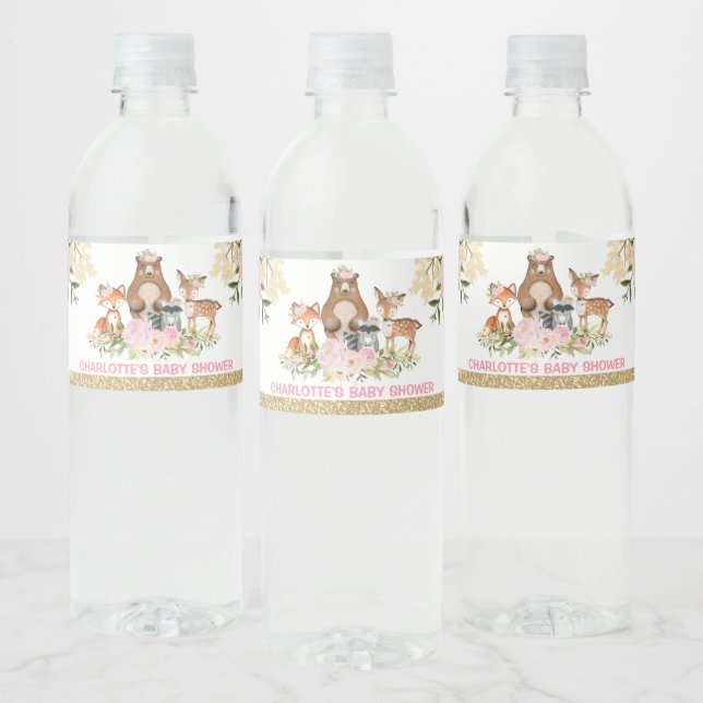 Girly Woodland Baby Dusche Rosa Blütendusche (Flaschen)