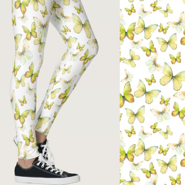 Girly yellow butterfly whimsical patterned leggings (Von Creator hochgeladen)