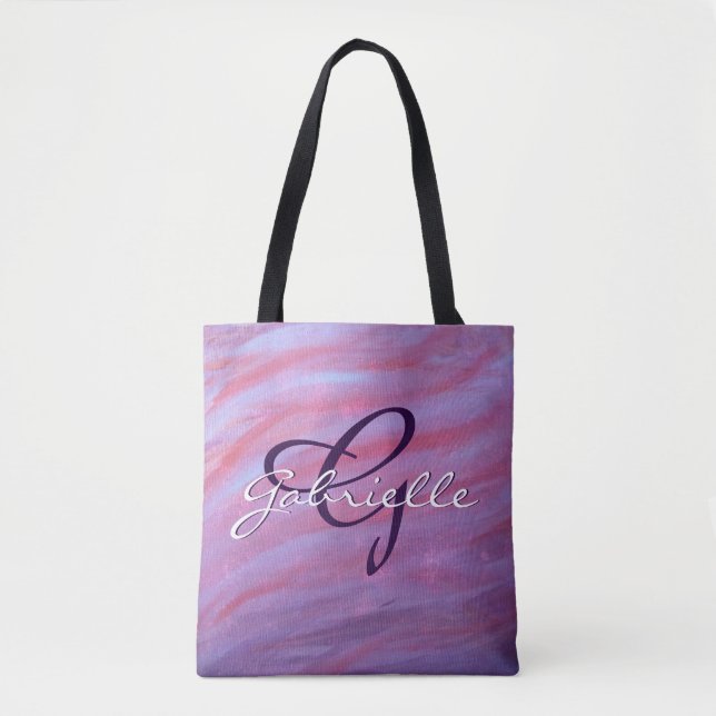 Girly Zebra Abstrakt | Niedlich rosa Lila Tasche (Vorderseite)