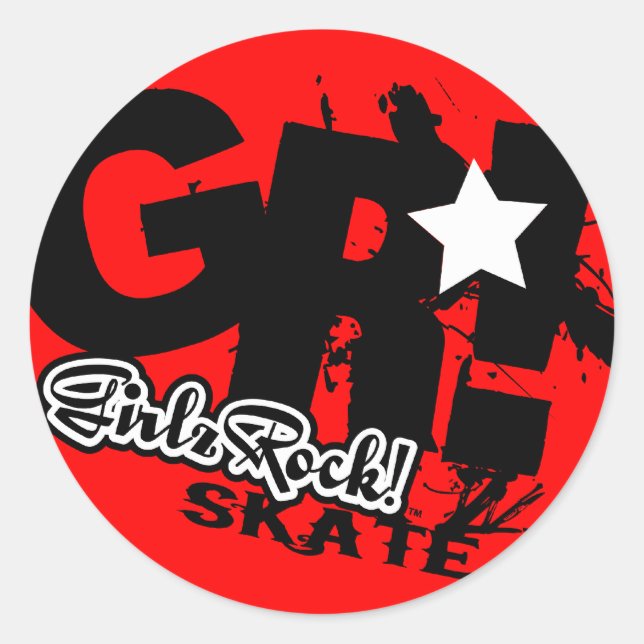 GirlzRock! Go Big Skate Runder Aufkleber (Vorderseite)