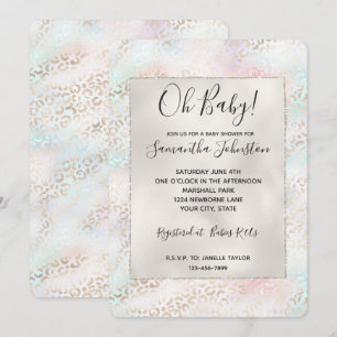 Giro Aqua Blush Pink Gold Leopard Print Einladung