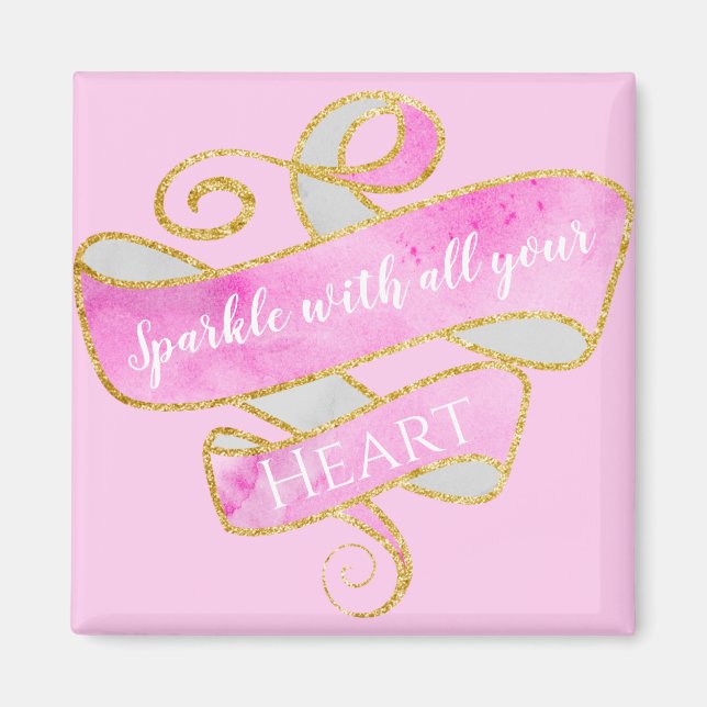 Giro Hübsch Blush Pink Gold Glitzer Sparkle Herz Magnet (Vorne)