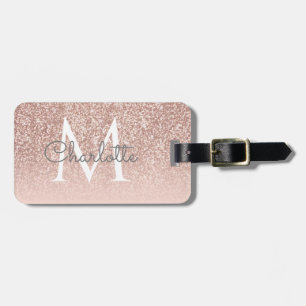 Giro-Script-Rose Gold Glitzer Blush Pink Monogram Gepäckanhänger