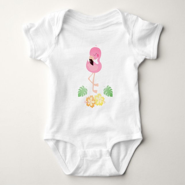 Giro Tropical Blume Flamingo Baby Strampler (Vorderseite)