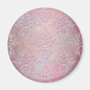 Girona Antique Aurora Pink Floral Damask Magnet