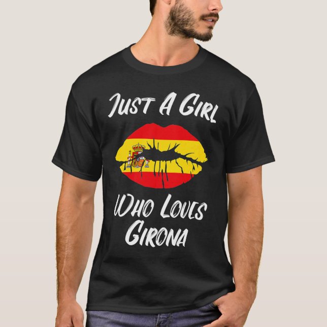 Girona Lips Liebe Spanische Flagge T-Shirt (Vorderseite)