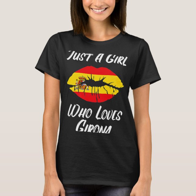 Girona Lips Liebe Spanische Flagge T-Shirt (Vorderseite)