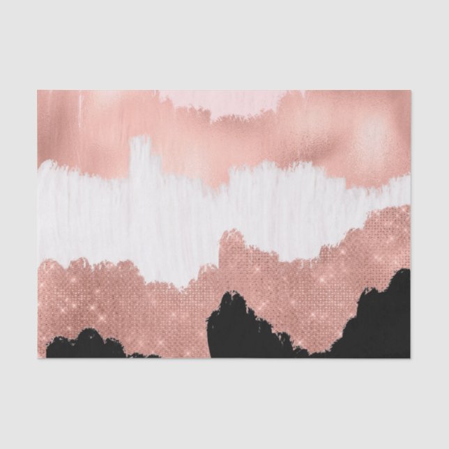 Girona Modern Rose Gold Pink Glitzer Pinselstrich Seidenpapier (Vorderseite)