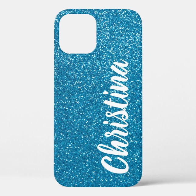Girona Turquoise Glitzer Name Personalisiert Case-Mate iPhone Hülle (Rückseite)