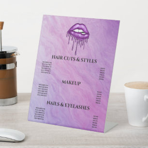 Girpping Lila Lips Glitzer Pedestal Sign Sockelschild