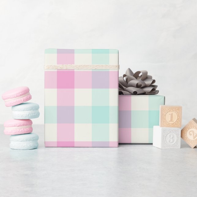 Gischt Zucker Gingham - Geschenkpapier (Babyparty)