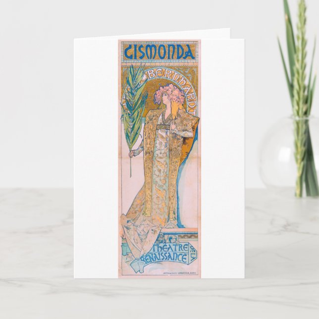 Gismonda, Sarah Bernhardt, Mucha Karte (Vorderseite)