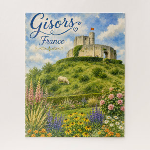 Gisors Frankreich Schloss Normandie Aquarell