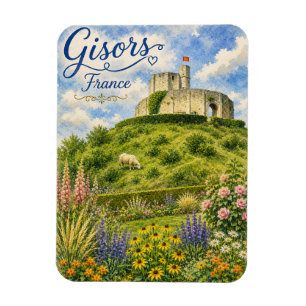 Gisors Frankreich Schloss Normandie Aquarell Magnet