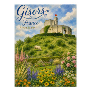 Gisors Frankreich Schloss Normandie Aquarell Poster