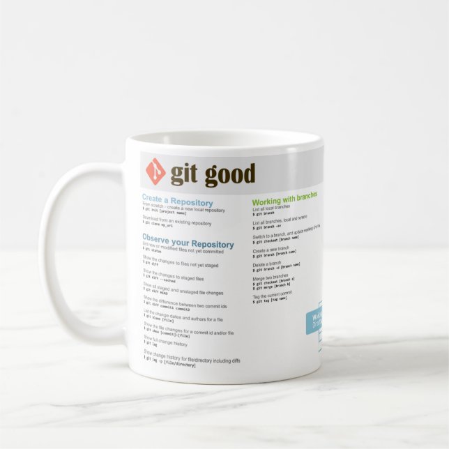 'Git Good' Git Cheatsheet Mug (Gauche)