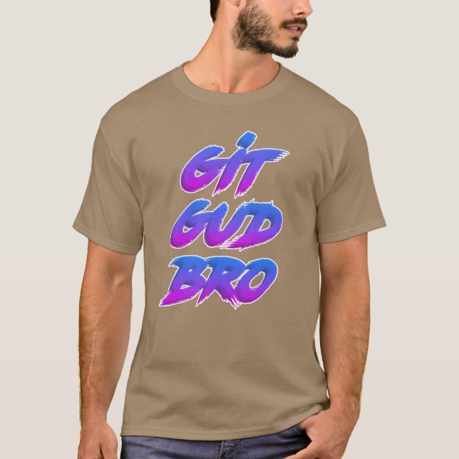 Git Gud Bro White Outline Junge T-Shirt (Vorderseite)