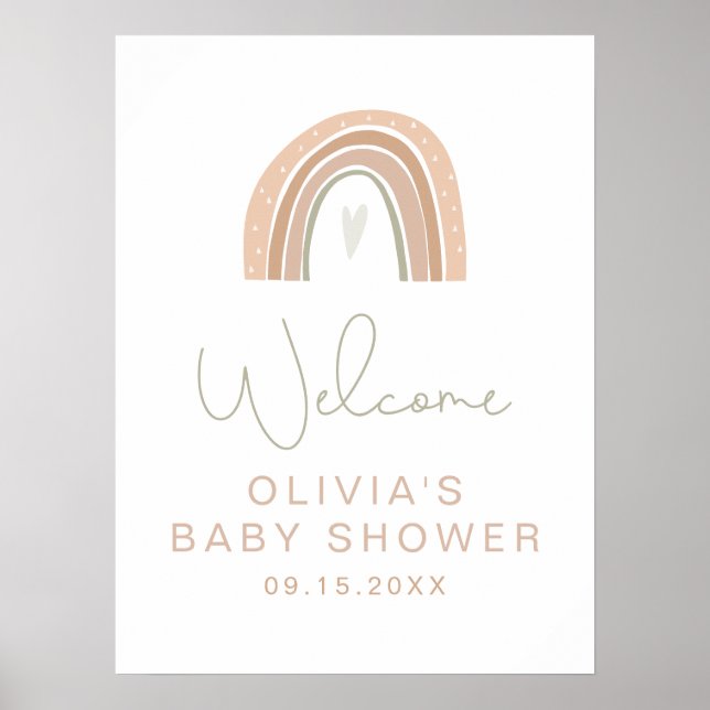 GITA Pastel Rainbow Baby Dusche Begrüßungszeichen Poster (Vorne)
