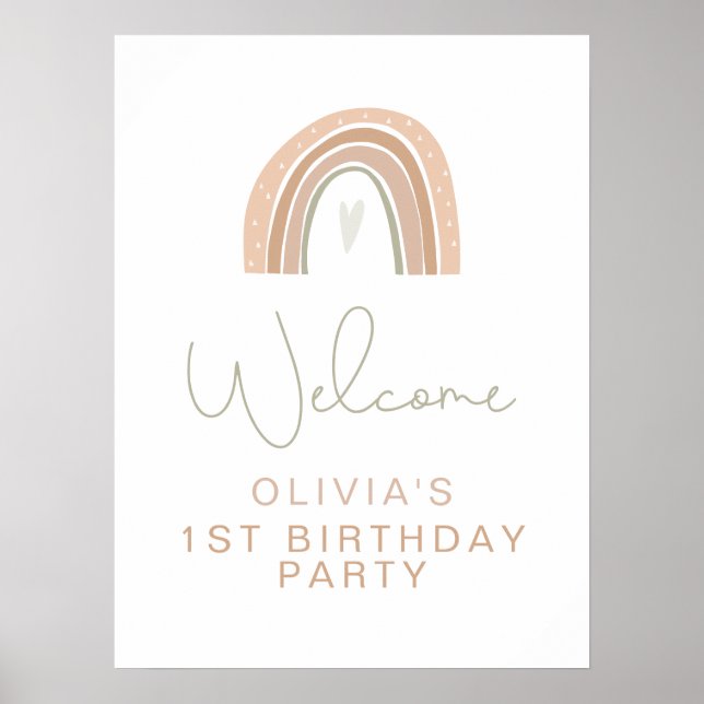 GITA Pastel Rainbow Birthday Welcome Sign  Poster (Vorne)