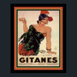 Gitanes 1931 Art Deco Zigarettenanzeige Poster<br><div class="desc">Art Deco "Gitanes" Französische Zigarettenwerbung ca. 1931 von Jules Isnard</div>