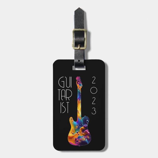 GITARIST 2023 FARBBIGE GITARBEN-GIFT GEPÄCKANHÄNGER (Vorderseite vertikal)