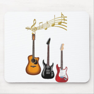 Gitarras electricas con partituras musicales mousepad