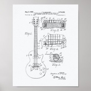 Gitarre 1955 Patentkunst - Weißbuch Poster