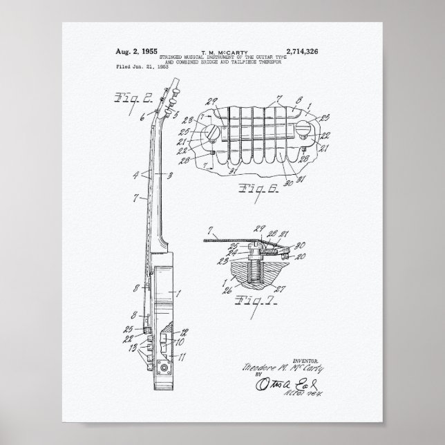 Gitarre 1955 Weißbuch über Patentkunst Poster (Vorne)