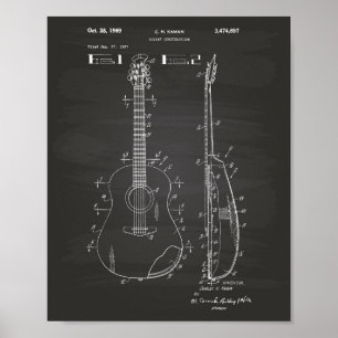 Gitarre 1969 Chalkboard für Patentkunst Poster