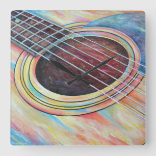 Gitarre 2 quadratische wanduhr