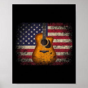 Gitarre 4. Juli-Geschenk Amerikanische Flagge USA  Poster