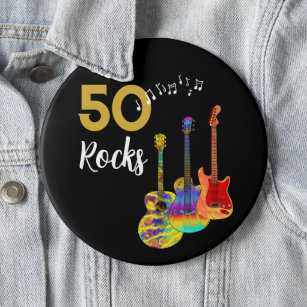 Gitarre 50 Rocks 50. Geburtstagsparty Button