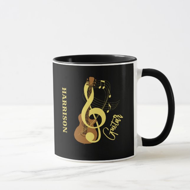 Gitarre Acoustic Musiknoten Personalisiert Tasse (Rechts)