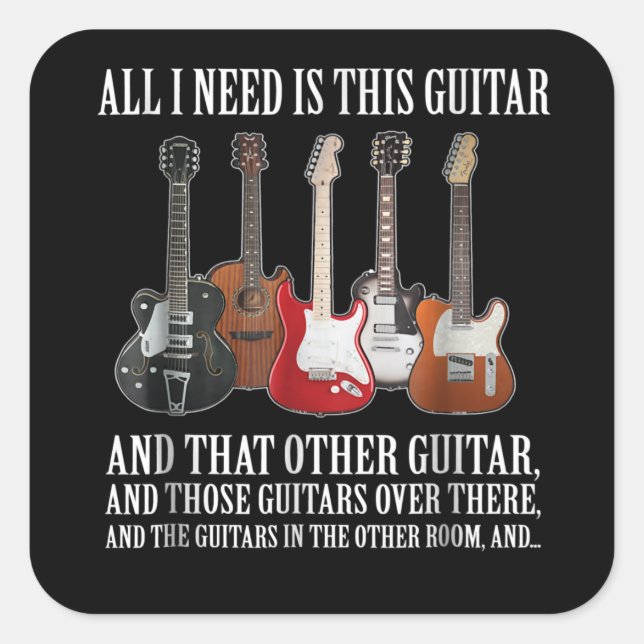 Gitarre | Alles, was ich brauche, ist diese Gitarr Quadratischer Aufkleber (Vorderseite)
