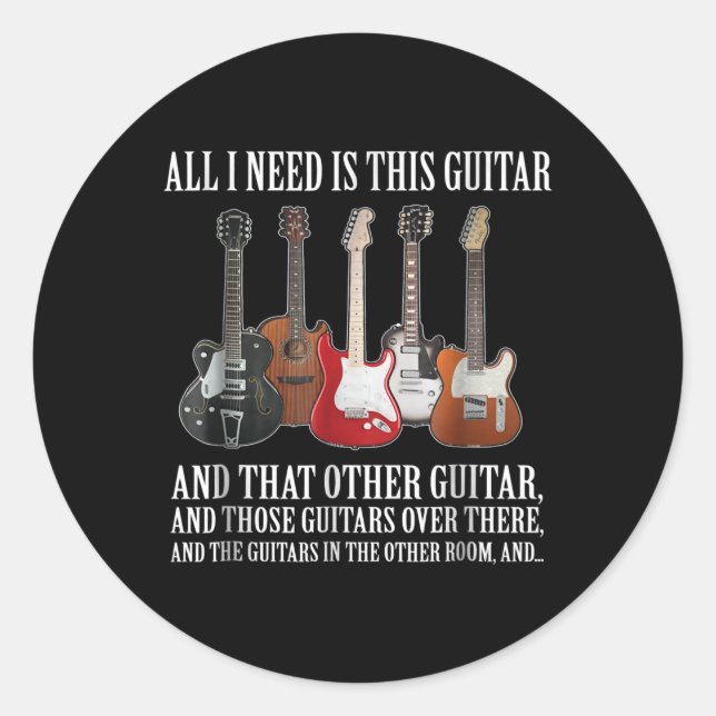 Gitarre | Alles, was ich brauche, ist diese Gitarr Runder Aufkleber (Vorderseite)