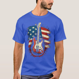 Gitarre Amerikanische Flagge USA Country-Musik 4. T-Shirt