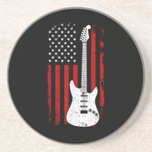 Gitarre amerikanischer US-Flagge-Musik-Player-Elek Getränkeuntersetzer