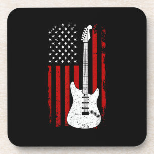 Gitarre amerikanischer US-Flagge-Musik-Player-Elek Getränkeuntersetzer