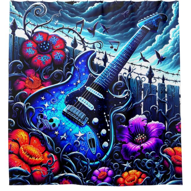 Gitarre Art Duschvorhang (Vorderseite)