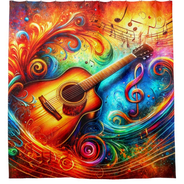 Gitarre Art Duschvorhang (Vorderseite)