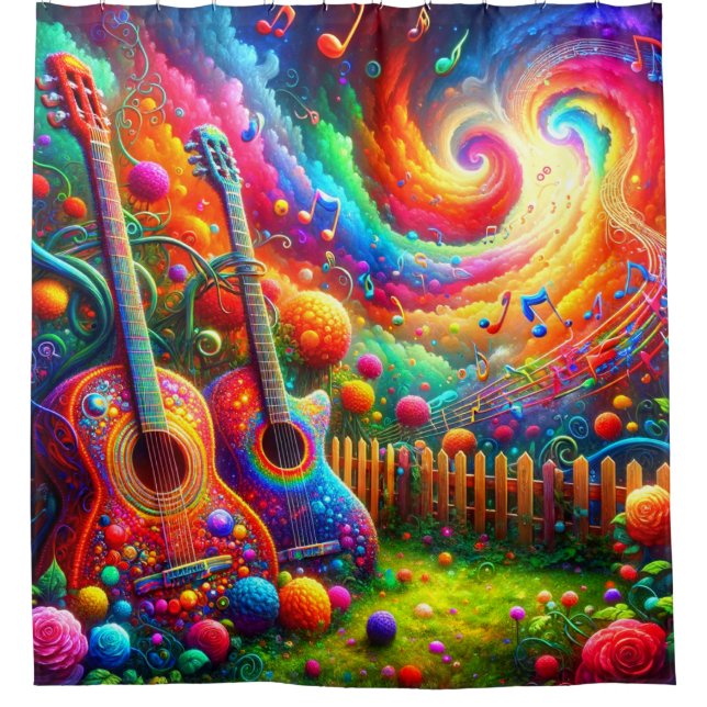 Gitarre Art Duschvorhang (Vorderseite)