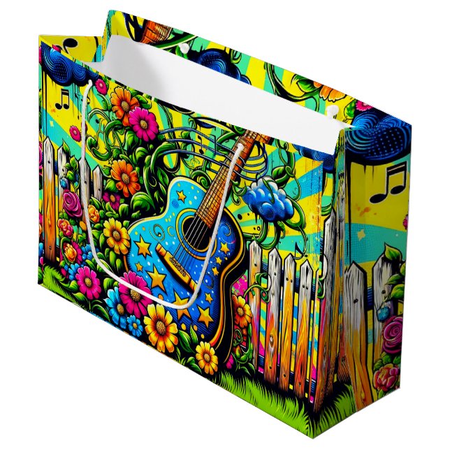 Gitarre Art Große Geschenktüte (Vorderseite Schrägansicht)