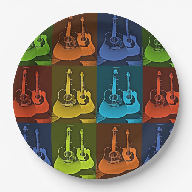 Gitarre Art Pappteller (Vorderseite)