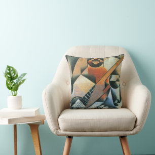 Gitarre (Banjo) und Brille, Juan Gris, Vintage Art Kissen