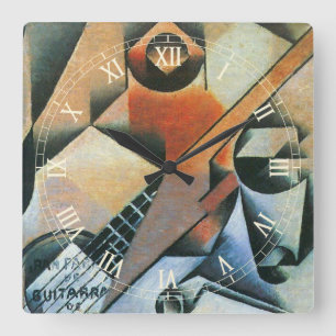 Gitarre (Banjo) und Brille, Juan Gris, Vintage Art Quadratische Wanduhr