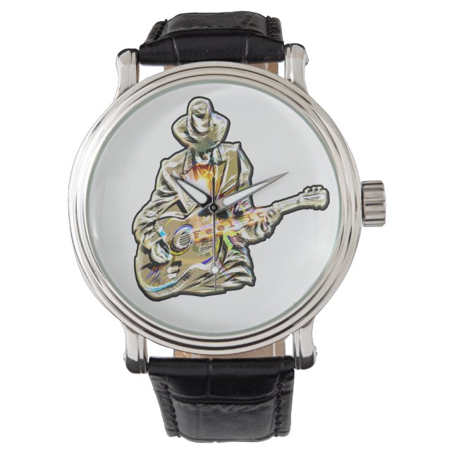 Gitarre Blues Mann - Feel it Armbanduhr (Vorderseite)