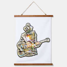 Gitarre Blues Mann - Feel it Wandteppich Mit Holzrahmen
