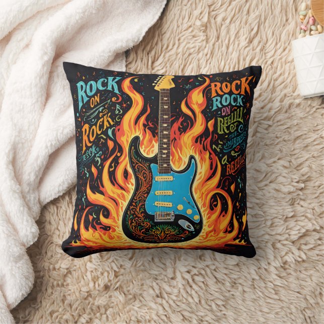 Gitarre brennen den Geist der Rockmusik Kissen (Decke)