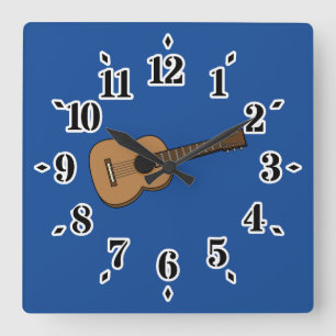 Gitarre-Cartoon Quadratische Wanduhr