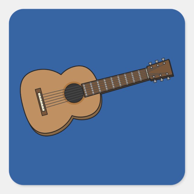 Gitarre-Cartoon Quadratischer Aufkleber (Vorderseite)